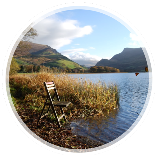 Chair by a lake in Snowdonia